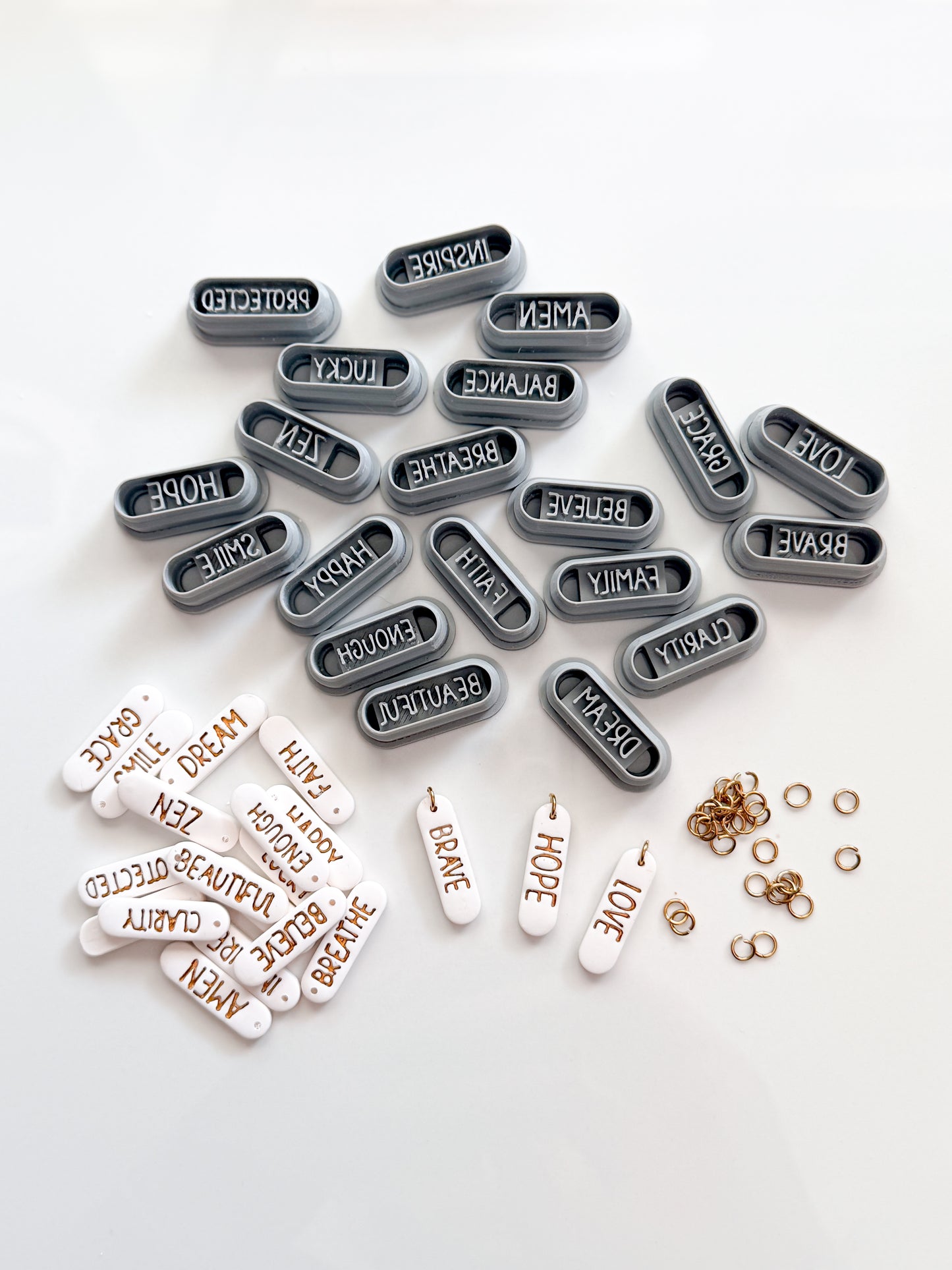 WORD AFFIRMATION INSPO CHARM CUTTERS | CLAY CUTTERS | POLYMER CLAY CUTTERS