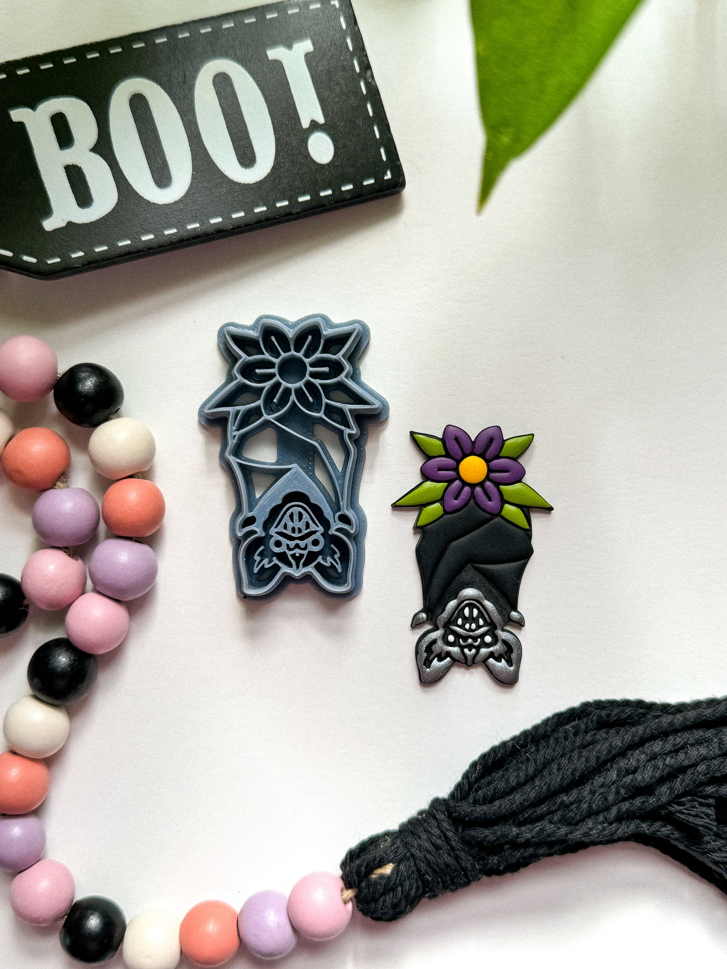 UPSIDE DOWN BAT & FLOWER | HALLOWEEN | CLAY CUTTER