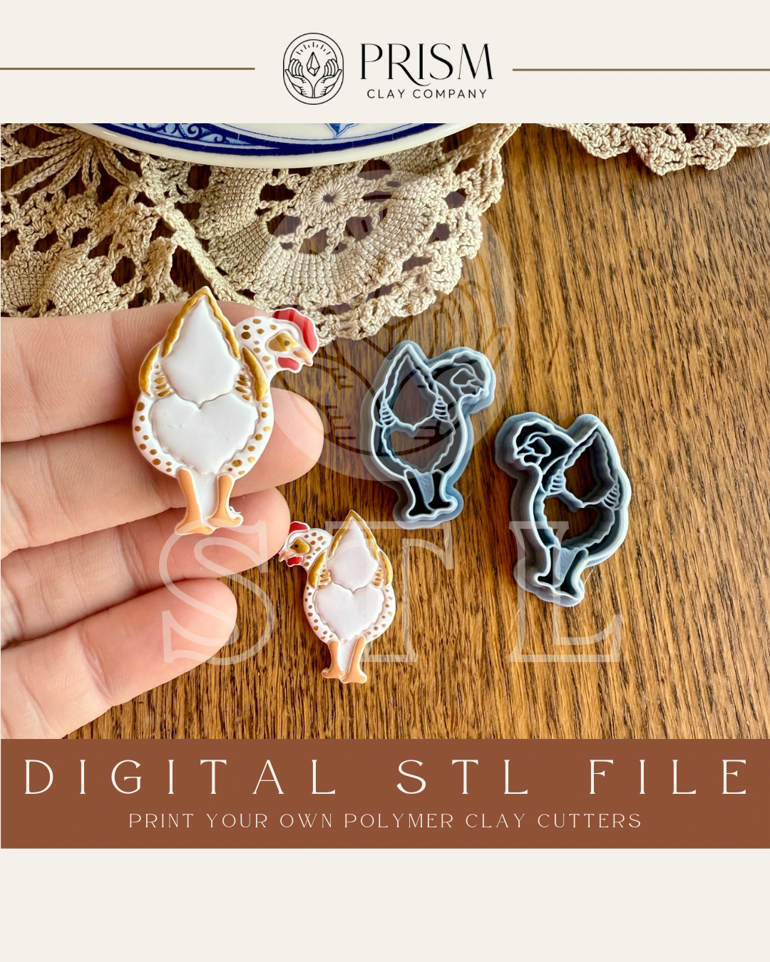 Chicken Butt STL File | Digital Instant Download | 3D Printing STL File | Polymer Clay Tool | Polymer Clay Cutter STL File