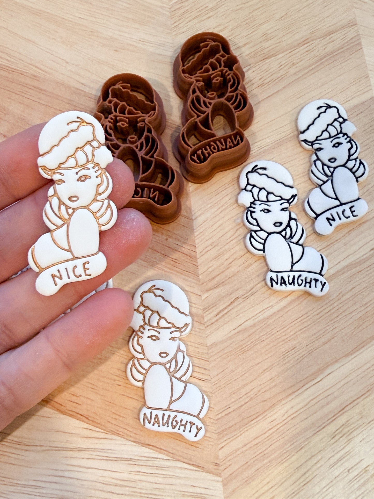 NAUGHTY NICE PIN UP SET | CHRISTMAS HOLIDAY | CLAY CUTTER