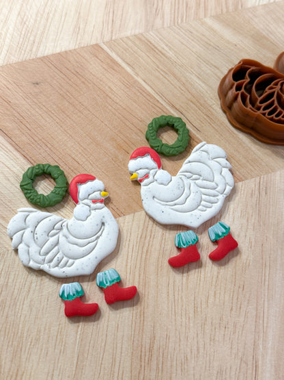 CHICKEN SANTA WREATH BOOTS SET | CHRISTMAS | CLAY CUTTERS