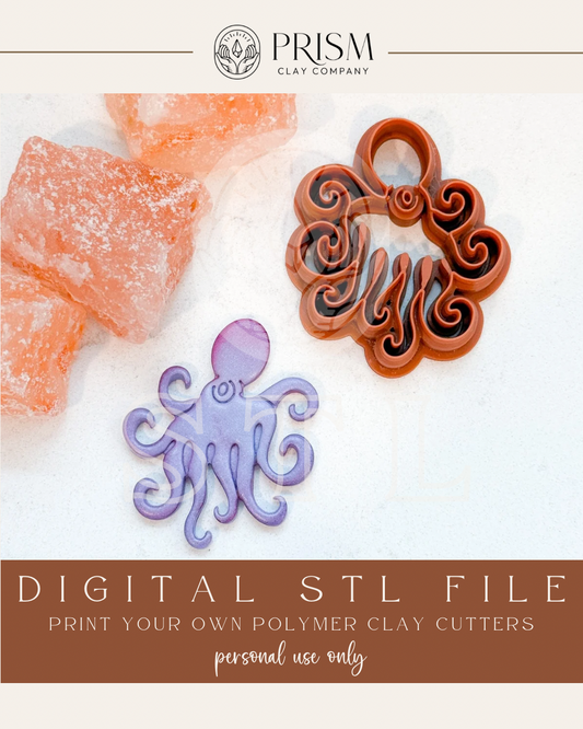 Octopus STL File | Digital Instant Download | 3D Printing STL File | Polymer Clay Tool | Polymer Clay Cutter STL File