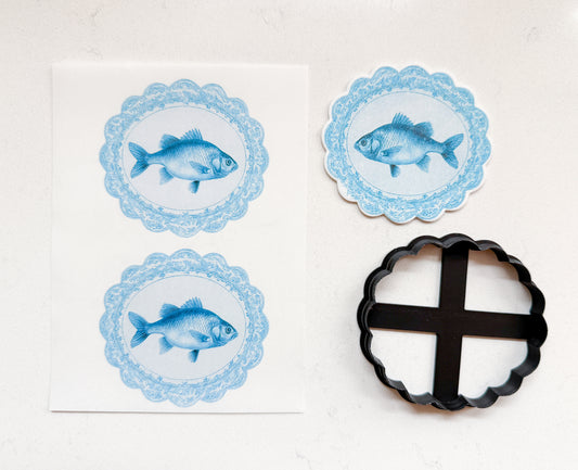 COASTAL FISH & LACE MAGNET TRANSFER PAPER & CUTTER | PCC SET 001 | TRANSFER PAPER | CLAY CUTTER