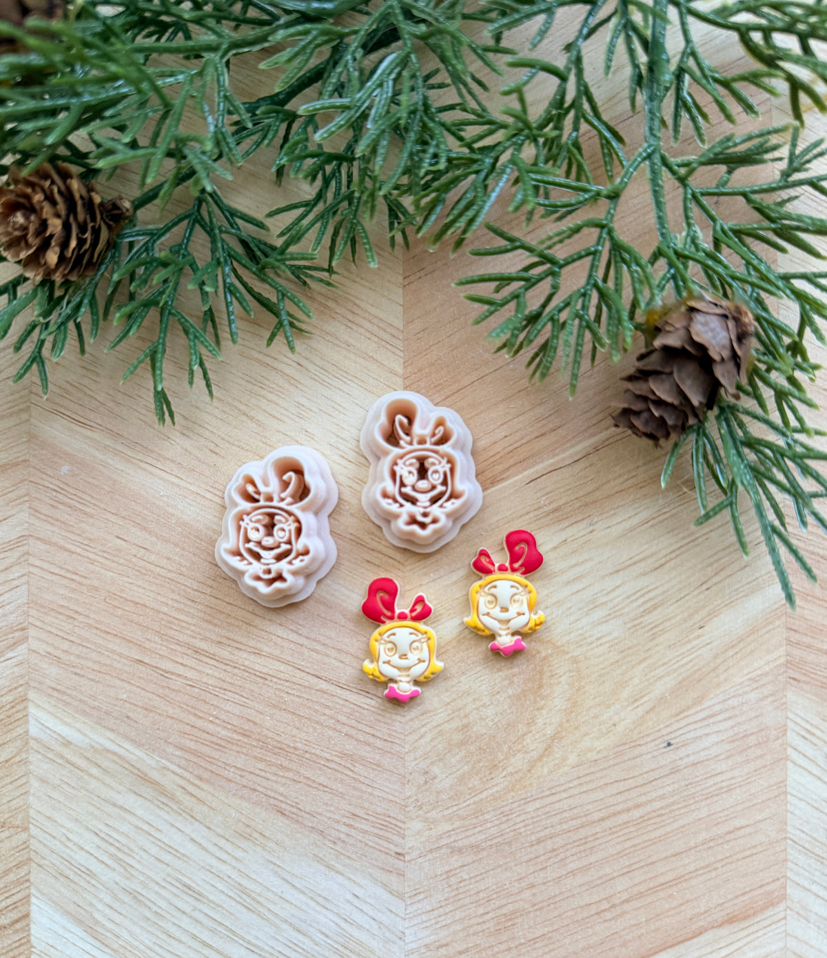 CINDY LOU WHO STUD SET | CHRISTMAS HOLIDAY | POLYMER CLAY CUTTERS