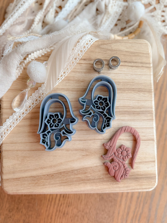 TRIBAL FLORAL HOOK | GAUGED HANGER | CLAY CUTTER  SET