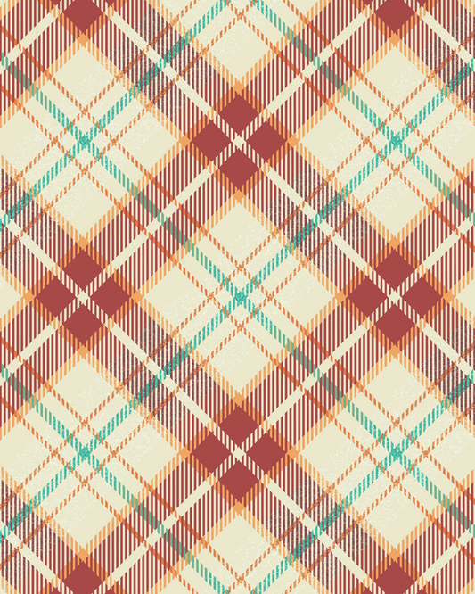 Fall-themed plaid pattern transfer paper for polymer clay art projects, size 4x5 inches, featuring warm autumn colors.