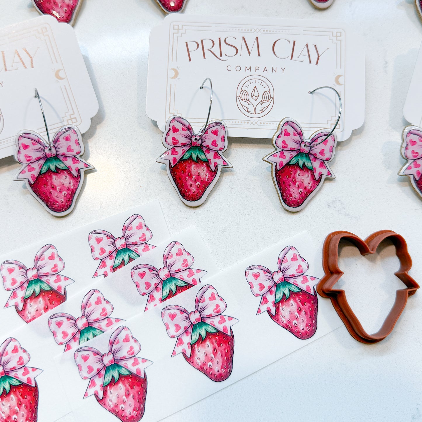 STRAWBERRY TOP BOW TRANSFER PAPER & CUTTER | PCC SET 005 | TRANSFER PAPER | CLAY CUTTER