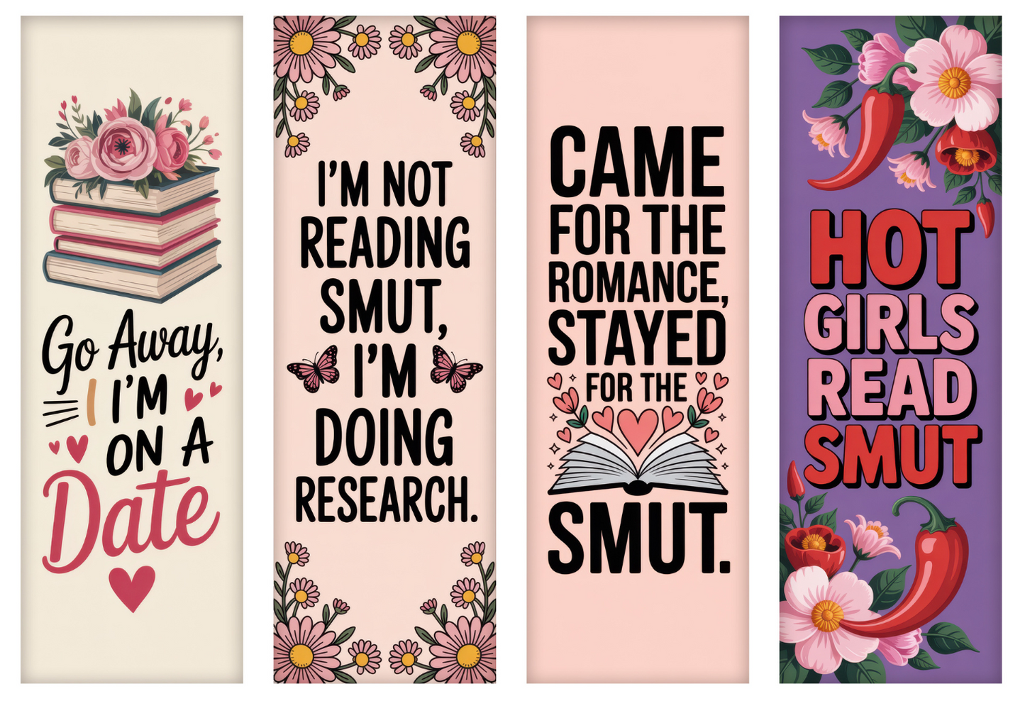 BOOK073 HOT GIRL SMUT | Bookmark Set of 4 | BOOKMARK TRANSFER PAPER