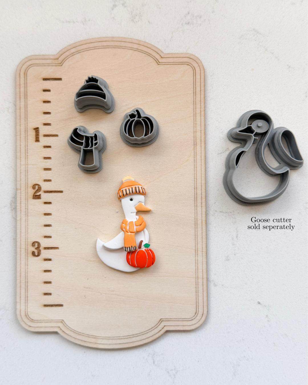 PORCH GOOSE FALL PUFF BEANIE, SCARF & PUMPKIN OUTFIT | POLYMER CLAY CUTTERS