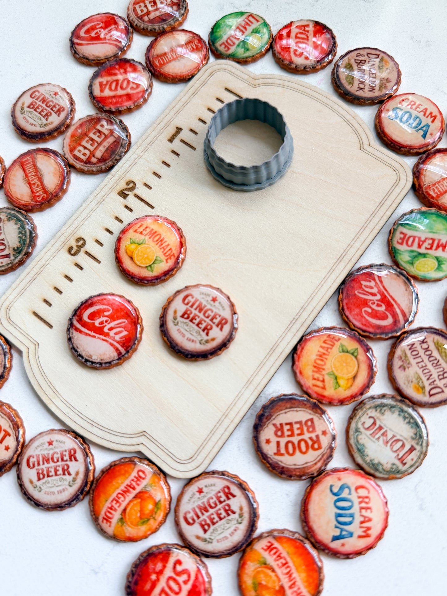 BOTTLE TOPS PAPER & CUTTER SET | TRANSFER PAPER & CLAY CUTTER