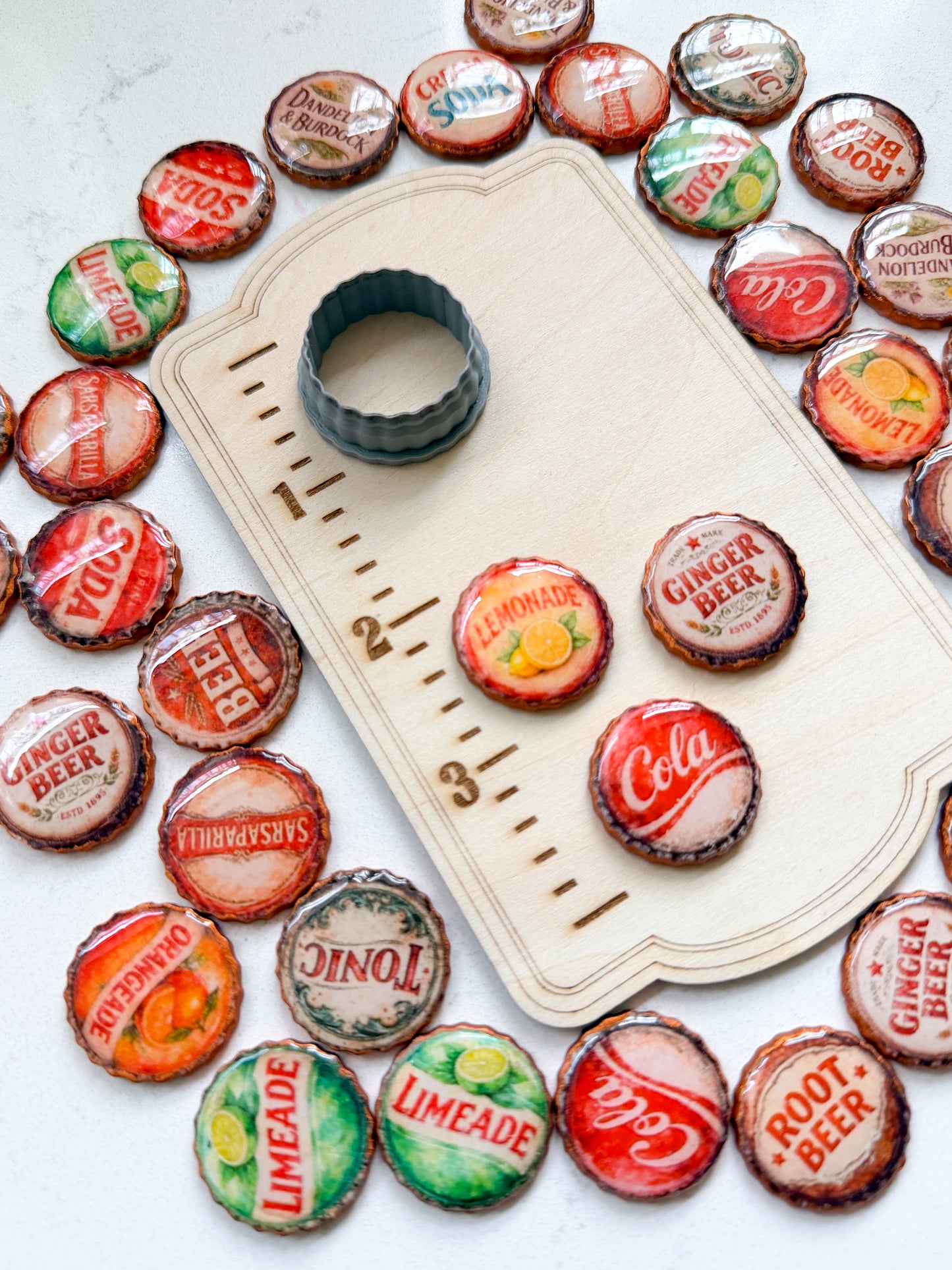 BOTTLE TOPS PAPER & CUTTER SET | TRANSFER PAPER & CLAY CUTTER