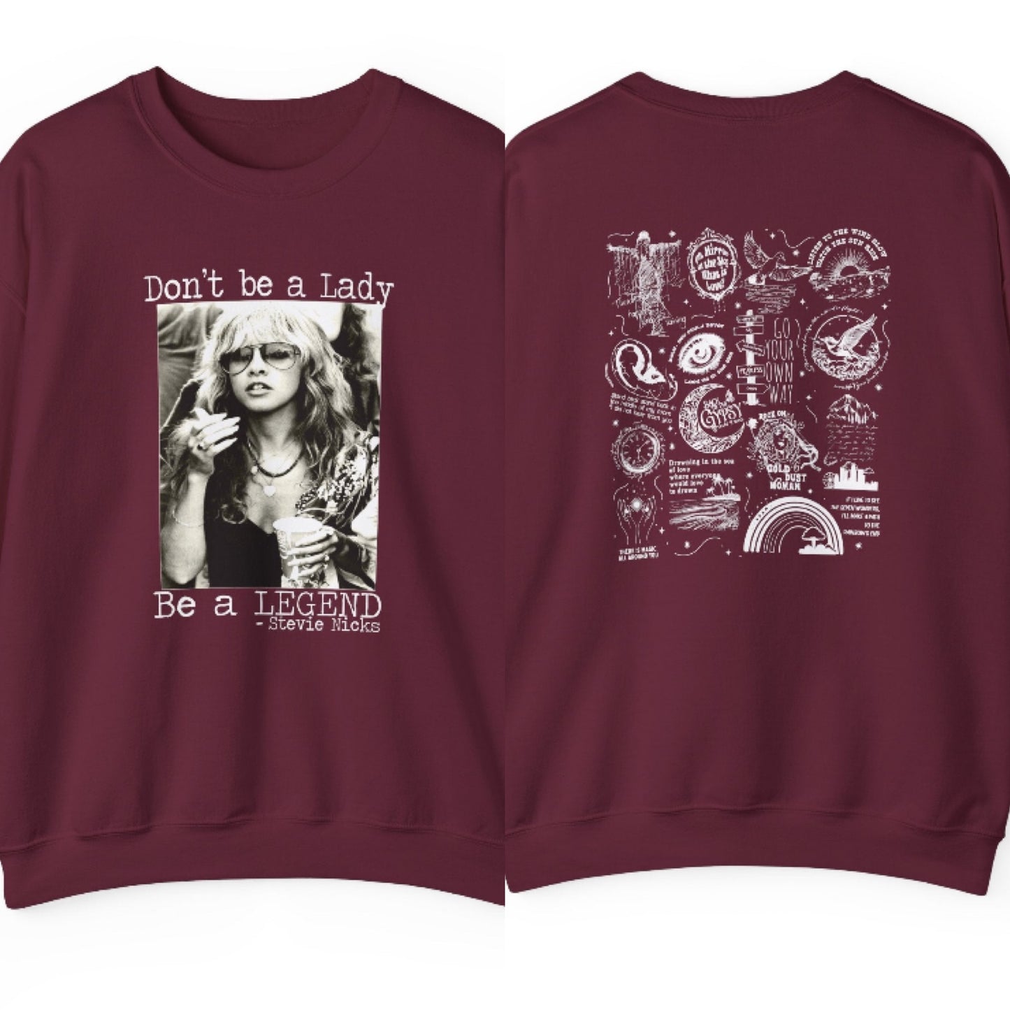 Stevie Nicks "Be A Legend" | Fleetwood Mac Track List | Light Print | Gildan 18000 Unisex Heavy Blend™ Crewneck Sweatshirt