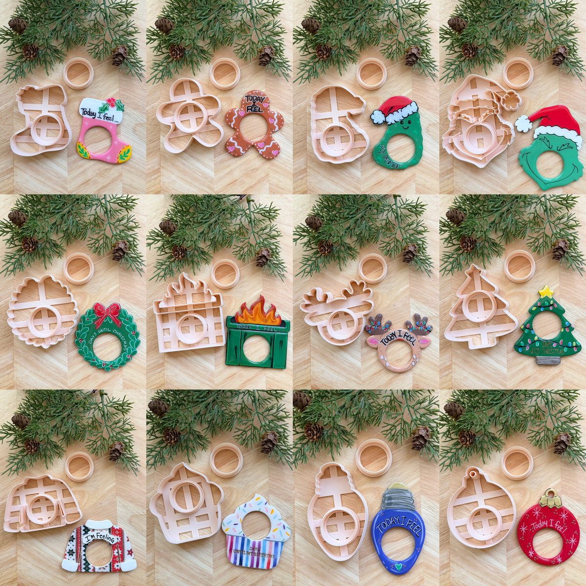 WINTER HOLIDAY MOOD MAGNET CLAY CUTTER SETS (12 OPTIONS) | POLYMER CLAY CUTTER