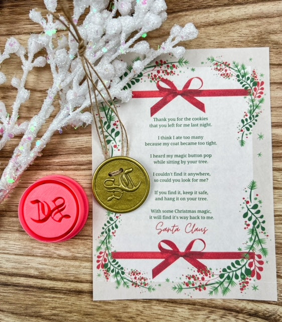 Santa's Lost Button Clay Cutter | Style A | Winter Holiday Cutter & PDF