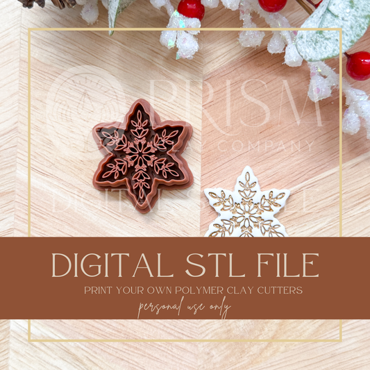 This Years Snowflake STL File | Digital Instant Download | 3D Printing STL File | Polymer Clay Tool | Polymer Clay Cutter STL File