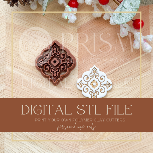 Filagree Ornament Diamond STL File | Digital Instant Download | 3D Printing STL File | Polymer Clay Tool | Polymer Clay Cutter STL File