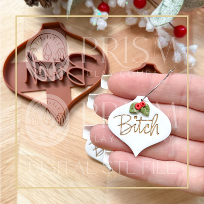 BITCH Ornament & Earring STL File | Digital Instant Download | 3D Printing STL File | Polymer Clay Tool | Polymer Clay Cutter STL File
