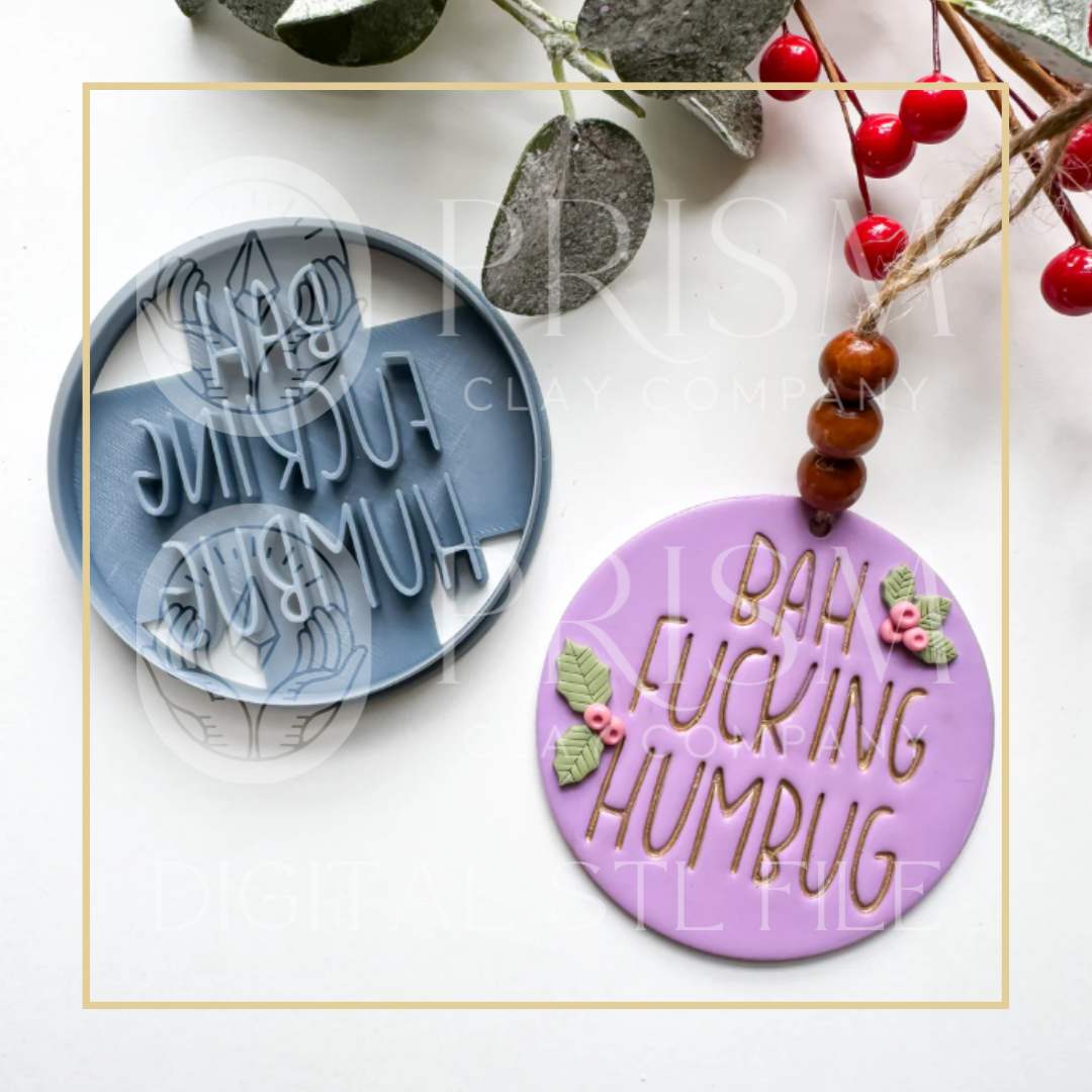 BAH FUCKING HUMBUG Ornament & Earring STL File | Digital Instant Download | 3D Printing STL File | Polymer Clay Tool | Polymer Clay Cutter STL File