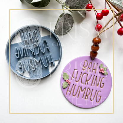 BAH FUCKING HUMBUG Ornament & Earring STL File | Digital Instant Download | 3D Printing STL File | Polymer Clay Tool | Polymer Clay Cutter STL File