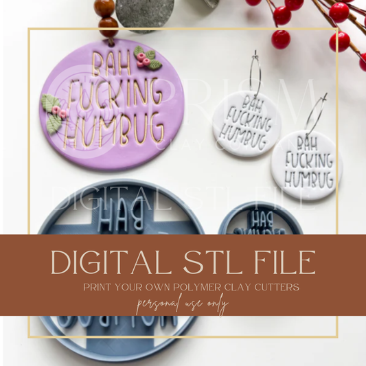 BAH FUCKING HUMBUG Ornament & Earring STL File | Digital Instant Download | 3D Printing STL File | Polymer Clay Tool | Polymer Clay Cutter STL File