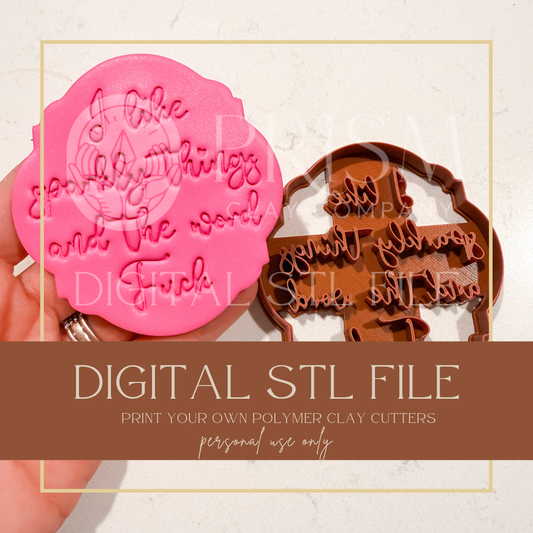 Sparkly Things & Word Fuck Ornament STL File | Digital Instant Download | 3D Printing STL File | Polymer Clay Tool | Polymer Clay Cutter STL File