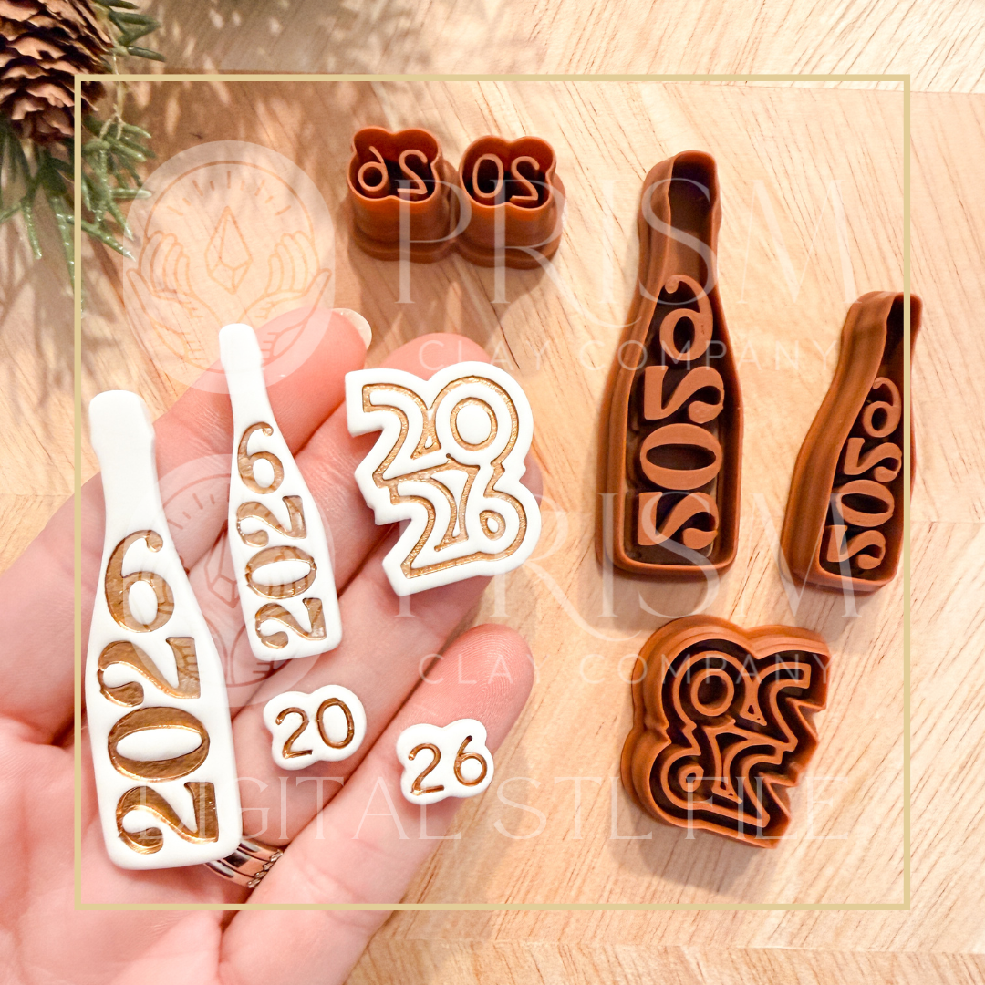 NYE 2026 STL Files | Digital Instant Download | 3D Printing STL File | Polymer Clay Tool | Polymer Clay Cutter STL File