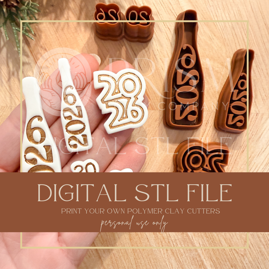 NYE 2026 STL Files | Digital Instant Download | 3D Printing STL File | Polymer Clay Tool | Polymer Clay Cutter STL File