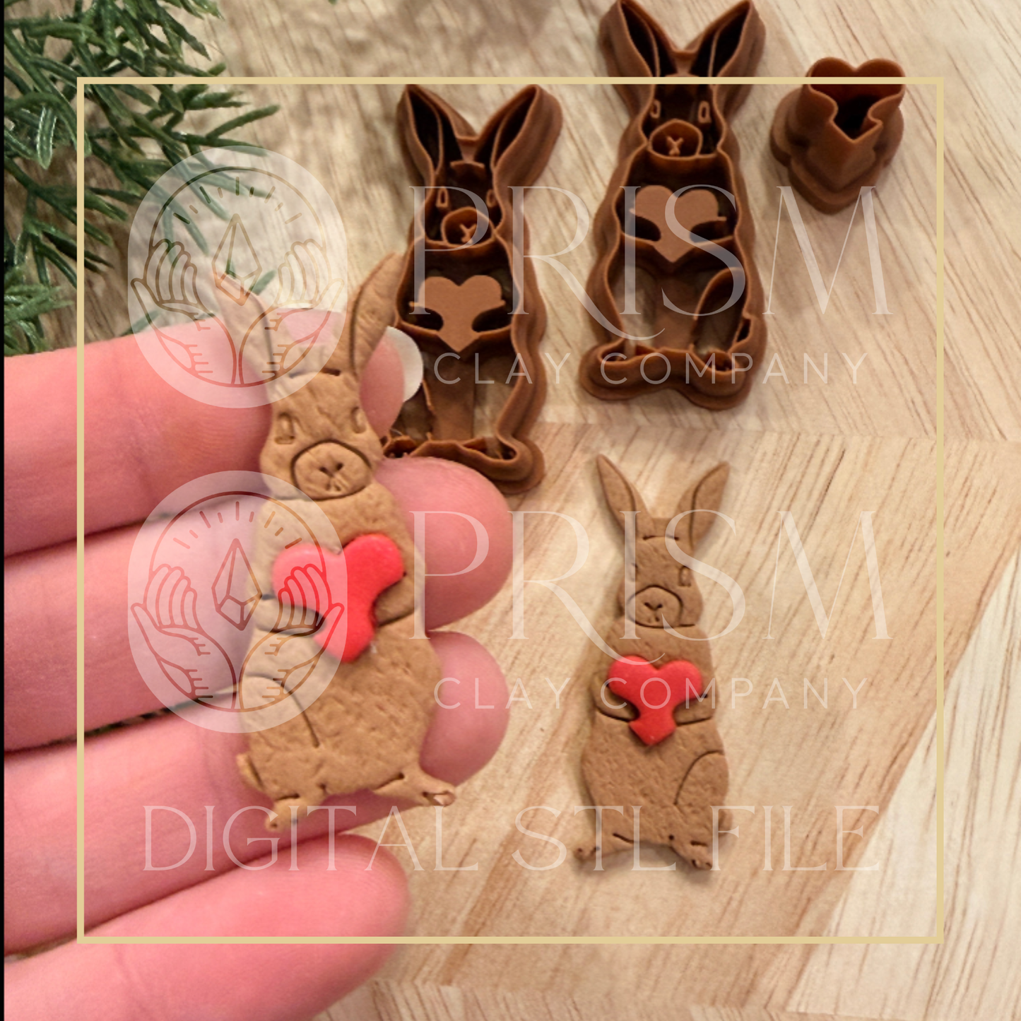 Rabbit & Heart STL File | Digital Instant Download | 3D Printing STL File | Polymer Clay Cutter | Polymer Clay Cutter STL File