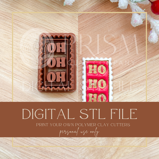 HO HO HO Stamp STL File | Digital Instant Download | 3D Printing STL File | Polymer Clay Tool | Polymer Clay Cutter STL File