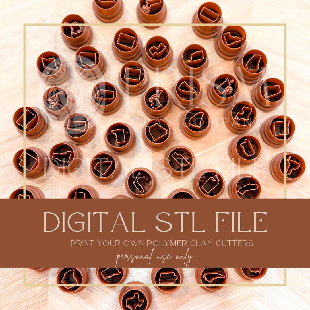 US STATE CHARM CUTTER STL File | Digital Instant Download | 3D Printing STL File | Polymer Clay Cutter | Polymer Clay Cutter STL File