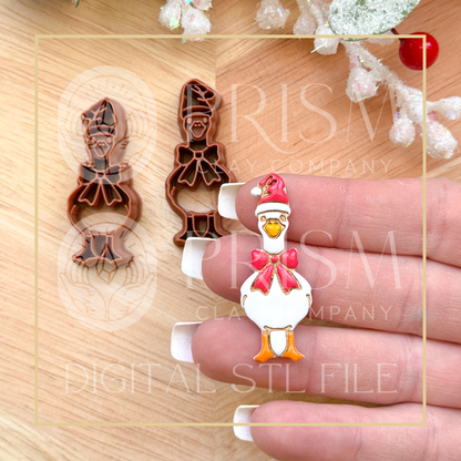 Holiday Santa Duck Goose STL File | Digital Instant Download | 3D Printing STL File | Polymer Clay Tool | Polymer Clay Cutter STL File