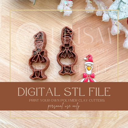 Holiday Santa Duck Goose STL File | Digital Instant Download | 3D Printing STL File | Polymer Clay Tool | Polymer Clay Cutter STL File
