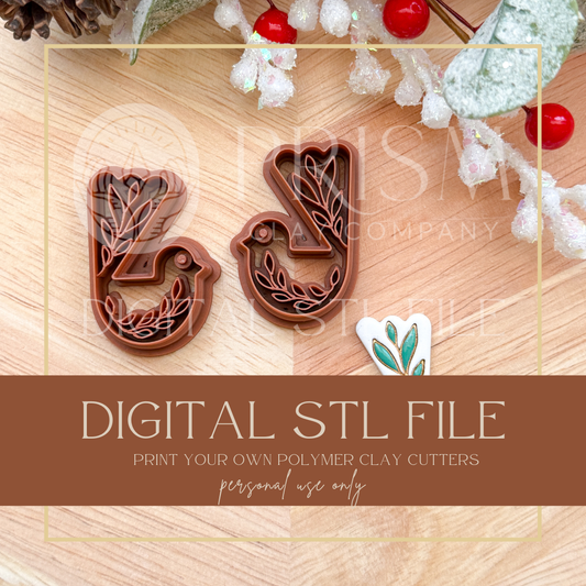 Holly Bird STL File | Digital Instant Download | 3D Printing STL File | Polymer Clay Tool | Polymer Clay Cutter STL File