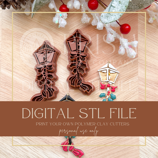 Holiday Street Lamp Light STL File | Digital Instant Download | 3D Printing STL File | Polymer Clay Tool | Polymer Clay Cutter STL File