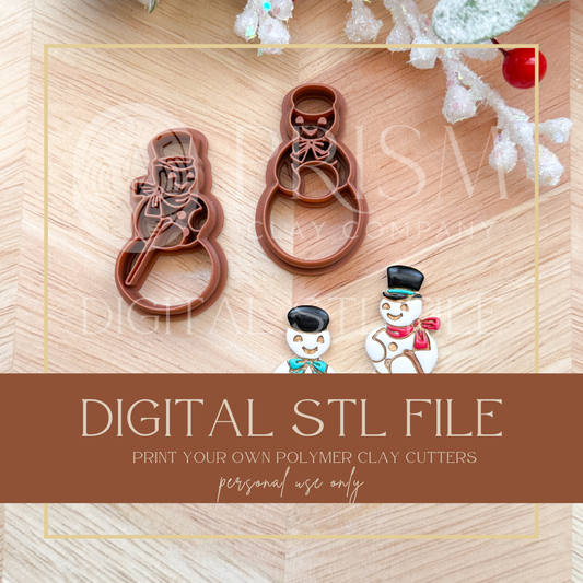 Vintage Mr & Mrs Frosty Snowman STL File | Digital Instant Download | 3D Printing STL File | Polymer Clay Tool | Polymer Clay Cutter STL File