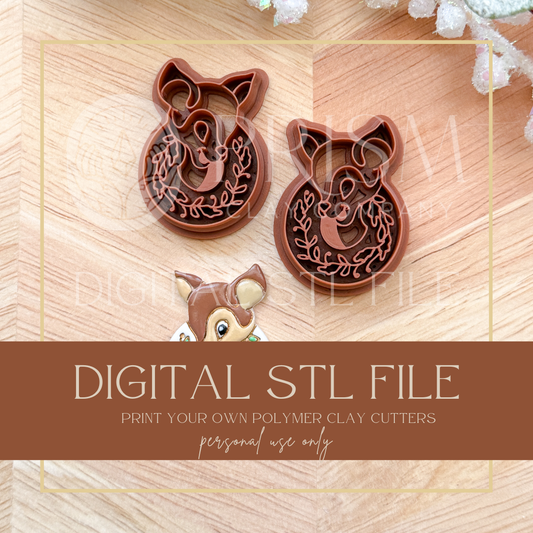 Vintage Reindeer Rudolph Wreath STL File | Digital Instant Download | 3D Printing STL File | Polymer Clay Tool | Polymer Clay Cutter STL File