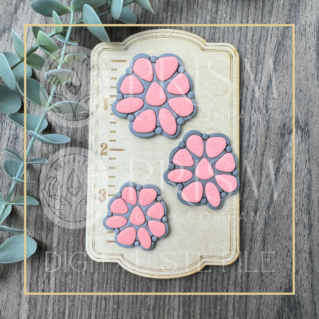 WESTERN FAUX TURQ DAISY CLUSTER BUNDLE CUTTER STL File | Digital Instant Download | 3D Printing STL File | Polymer Clay Cutter | Polymer Clay Cutter STL File (Copy) (Copy)