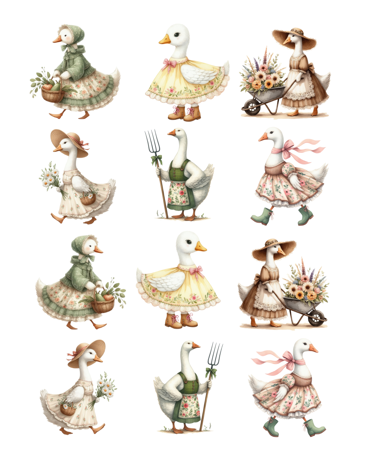 PCC 179 GIRLIE GEESE | TRANSFER PAPER FOR POLYMER CLAY