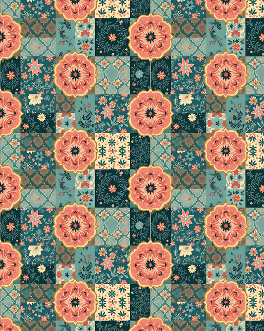 PCC 1036 BLUE & PEACH QUILT Transfer Paper | THE CHARM BAR