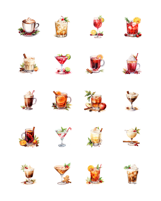 PCC 1094 CHRISTMAS COCKTAILS & DRINKS Transfer Paper | THE CHARM BAR