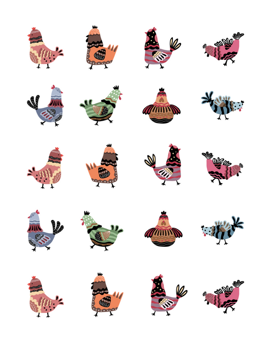 PCC 1081 ARTSY CHICKENS Transfer Paper | THE CHARM BAR