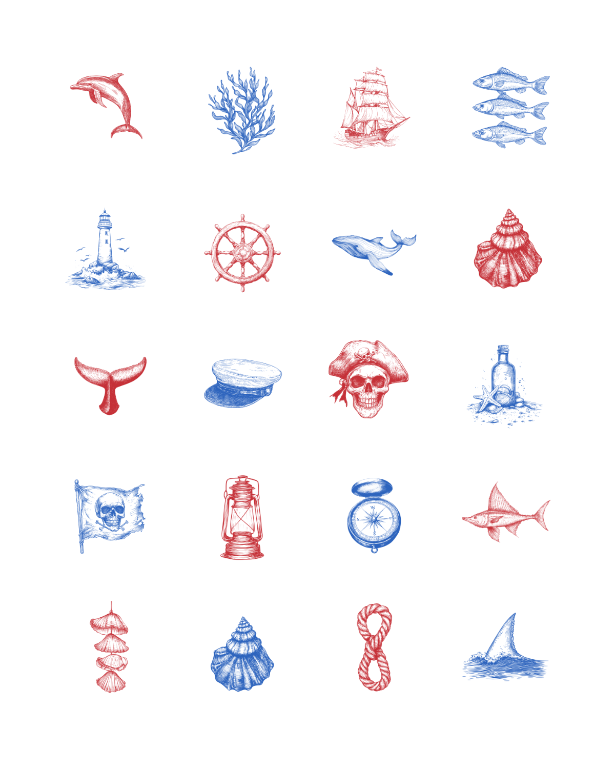 PCC 1092 RED & BLUE NAUTICAL Transfer Paper | THE CHARM BAR