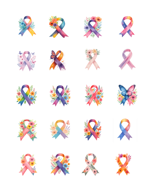 PCC 2008 CANCER RAINBOW RIBBONS Transfer Paper | THE CHARM BAR