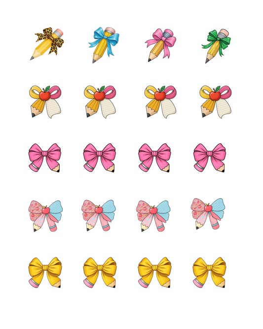 PCC 2009 SCHOOL PENCILS & BOWS Transfer Paper | THE CHARM BAR