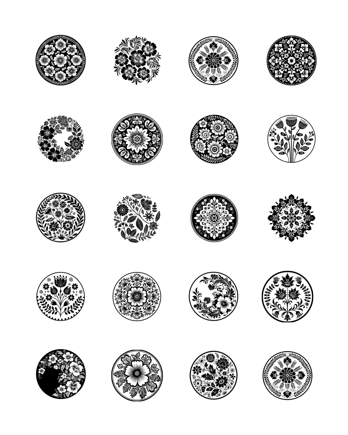 PCC 2014 B/W FOLK ART MADALIANS Transfer Paper | THE CHARM BAR