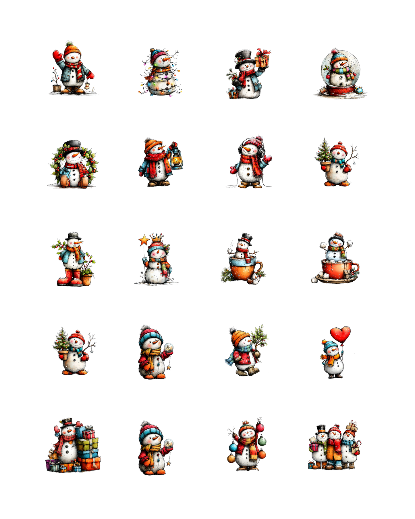 PCC 2106 WATERCOLOR SNOWMEN Transfer Paper | THE CHARM BAR