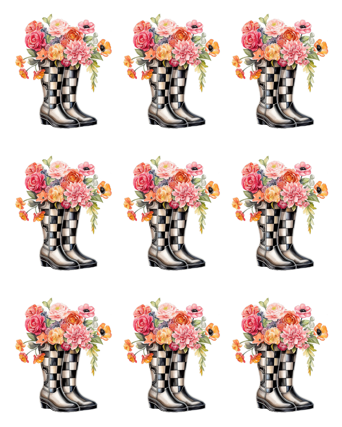 FLORAL RAINBOOT TRANSFER PAPER & CUTTER | PCC SET 008 | TRANSFER PAPER | CLAY CUTTER