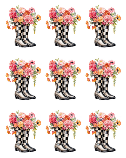 FLORAL RAINBOOT TRANSFER PAPER & CUTTER | PCC SET 008 | TRANSFER PAPER | CLAY CUTTER