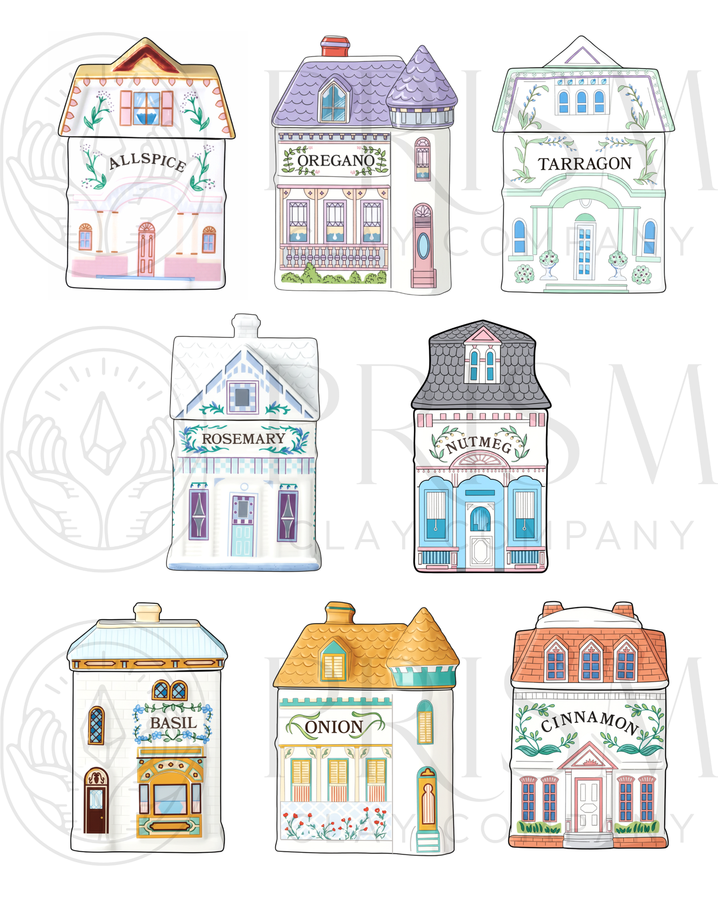 TRANSFERS & CUTTER COMBO FULLSIZE SPICE VILLAGE | VINTAGE KITCHEN NOSTALGIA | POLYMER CLAY CUTTERS