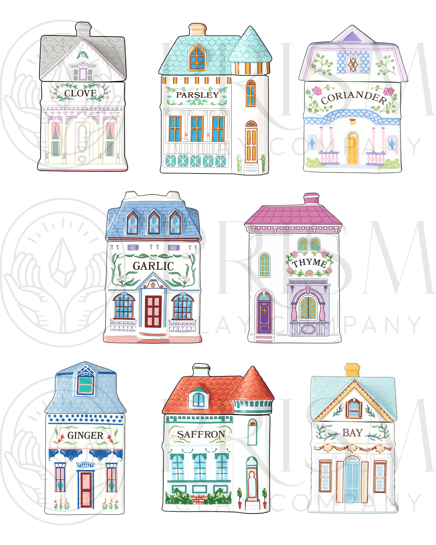 TRANSFERS & CUTTER COMBO FULLSIZE SPICE VILLAGE | VINTAGE KITCHEN NOSTALGIA | POLYMER CLAY CUTTERS